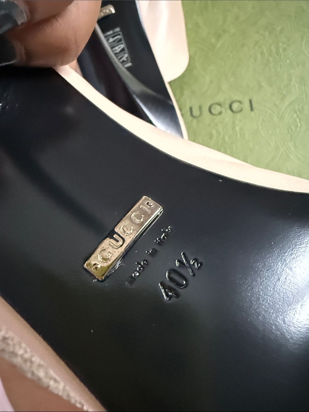 Gucci Leather Slides with heeled peeptoe - Picture 6 of 6